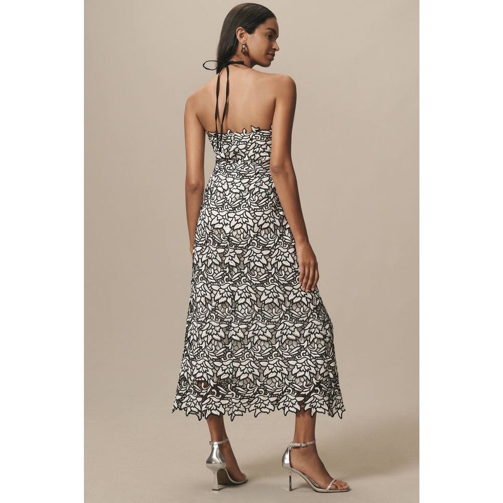 Anthropologie Endless Rose Sleeveless Linen Blend Halter Lace Midi Dress - Picture 3 of 7